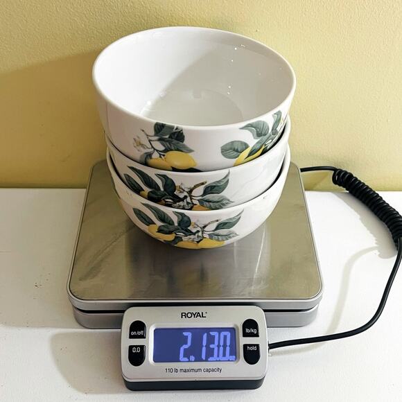 3 Royal Norfolk Lemon Ceramic Bowls Soup Salad Cereal Pasta Bowl Set - Picture 7 of 8